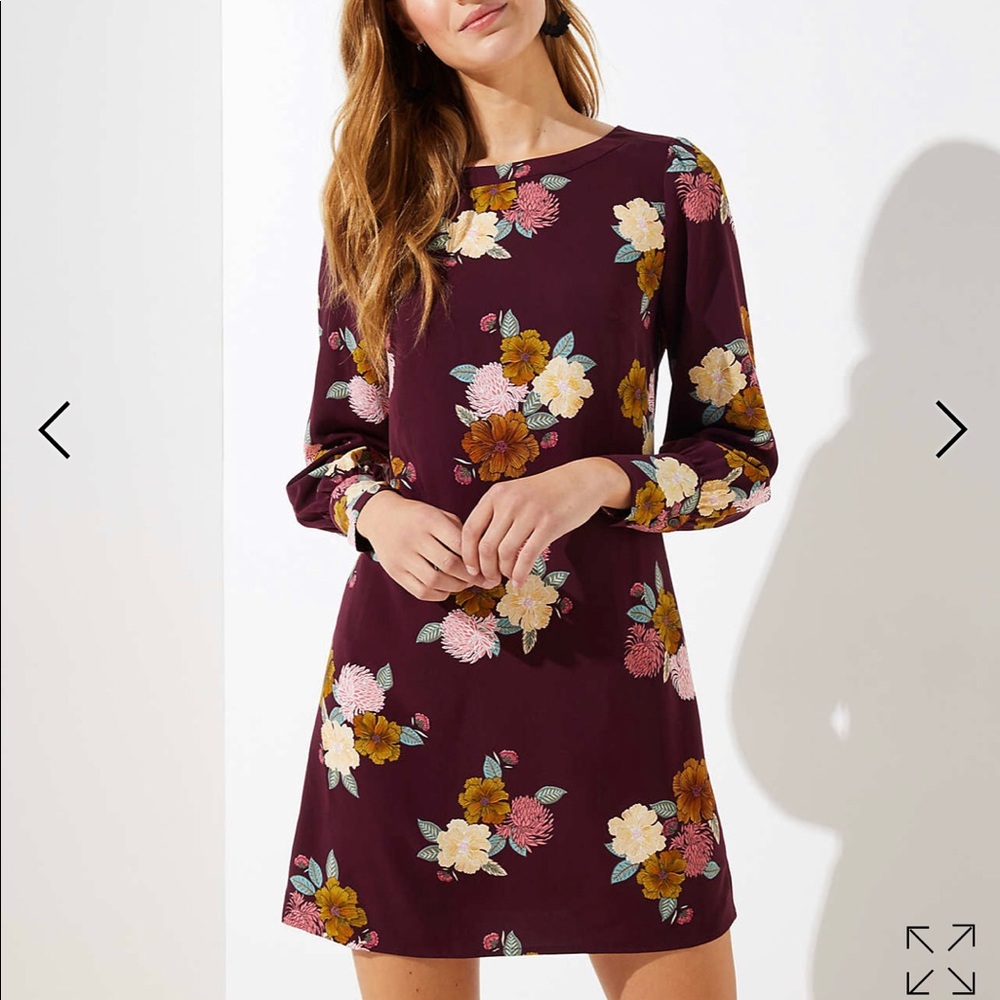 Floral cuffed shift dress✨🌸